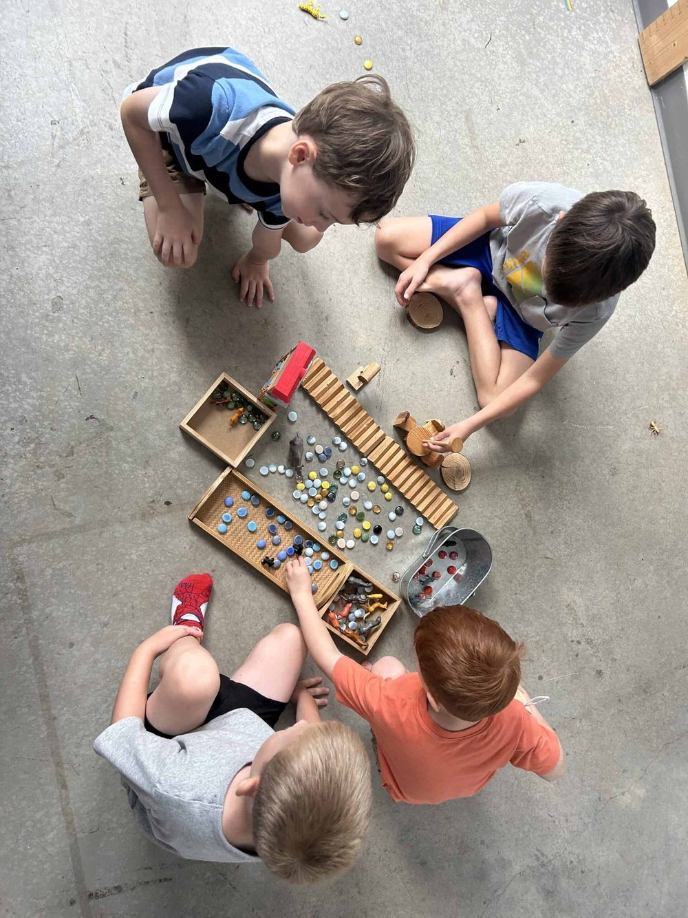 Selwyn students working together on a collaborative building project